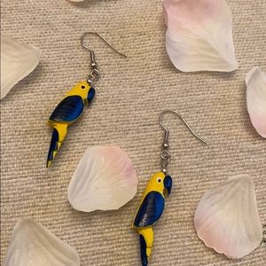 Wooden parrot earrings